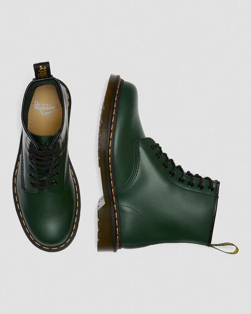 Men's Dr Martens 1460 Smooth Leather Lace Up Boots Green | AU 533MQZ